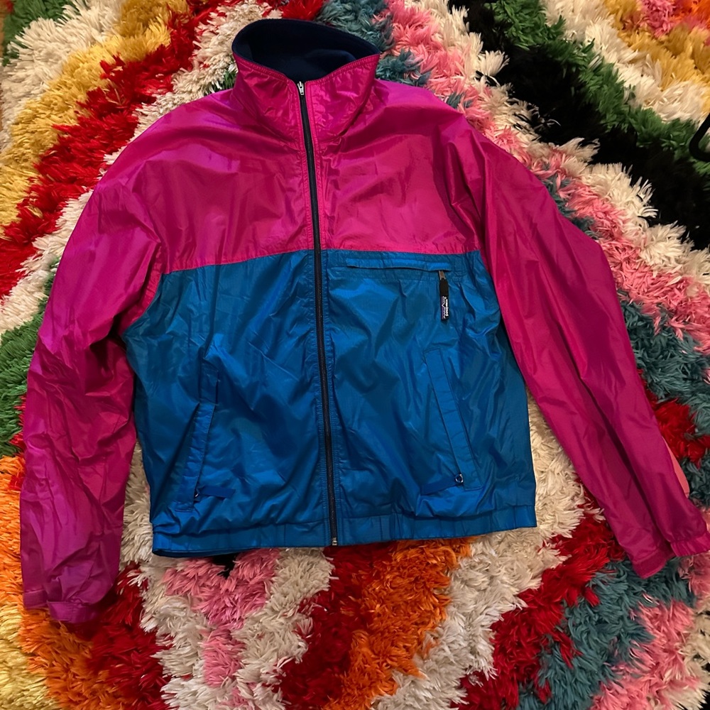 Vintage 80s Patagonia Jacket Colorblock Pink And Blue Windbreaker  Jacket